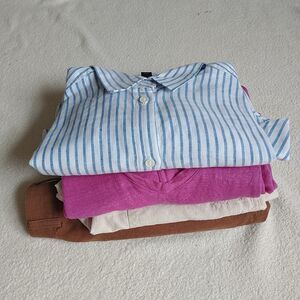 100%Linen Imperfect Clothes For Fabric Cutter Crafters Lot Multicolor 2 Lb oz